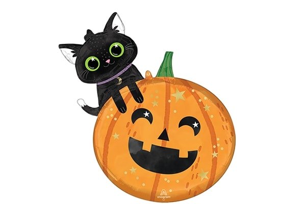 画像1: 黒猫パンプキン風船5枚 (1)