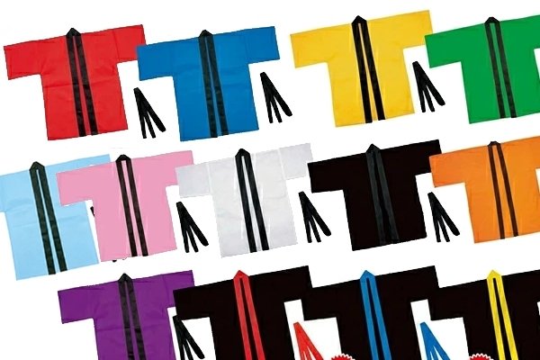 画像1: 大人用 不織布はっぴ 15色展開｜軽量＆撥水タイプ・帯付き (1)