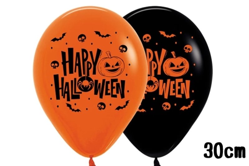 画像1: ハロウィンアソート ゴム風船｜両面プリント 12インチ(30cm)｜ポップデザインバルーン 50枚セット (1)