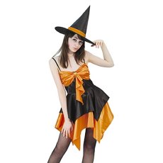 画像2: オレンジドレッシーウィッチ｜ハロウィン 魔女 衣装 レディース コスチューム (2)