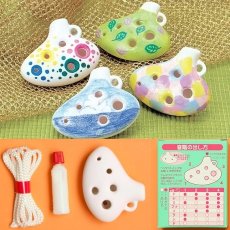 画像2: プチオカリナ 工作キット 音が出る陶器製 絵付け 水性ニス付き (2)